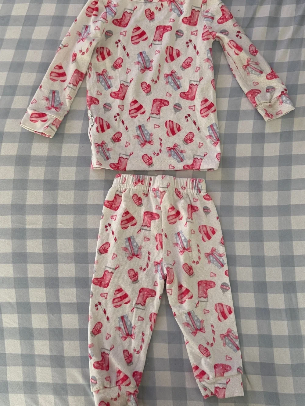 Girls White and Pink Holiday Heart Pajama Set